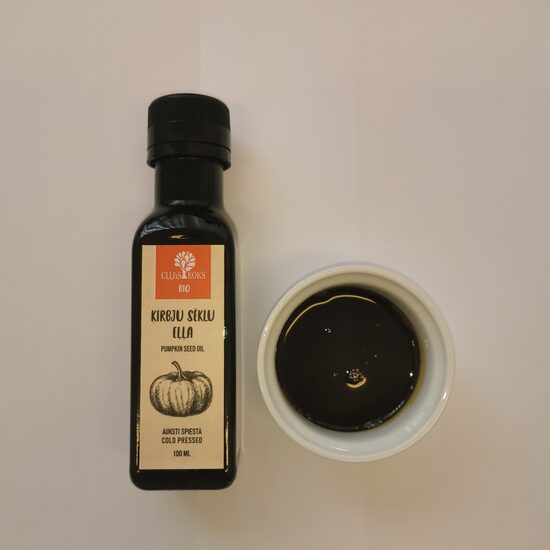 Bio ķirbju sēklu eļļa, auksti spiesta no grazdētām sēklām